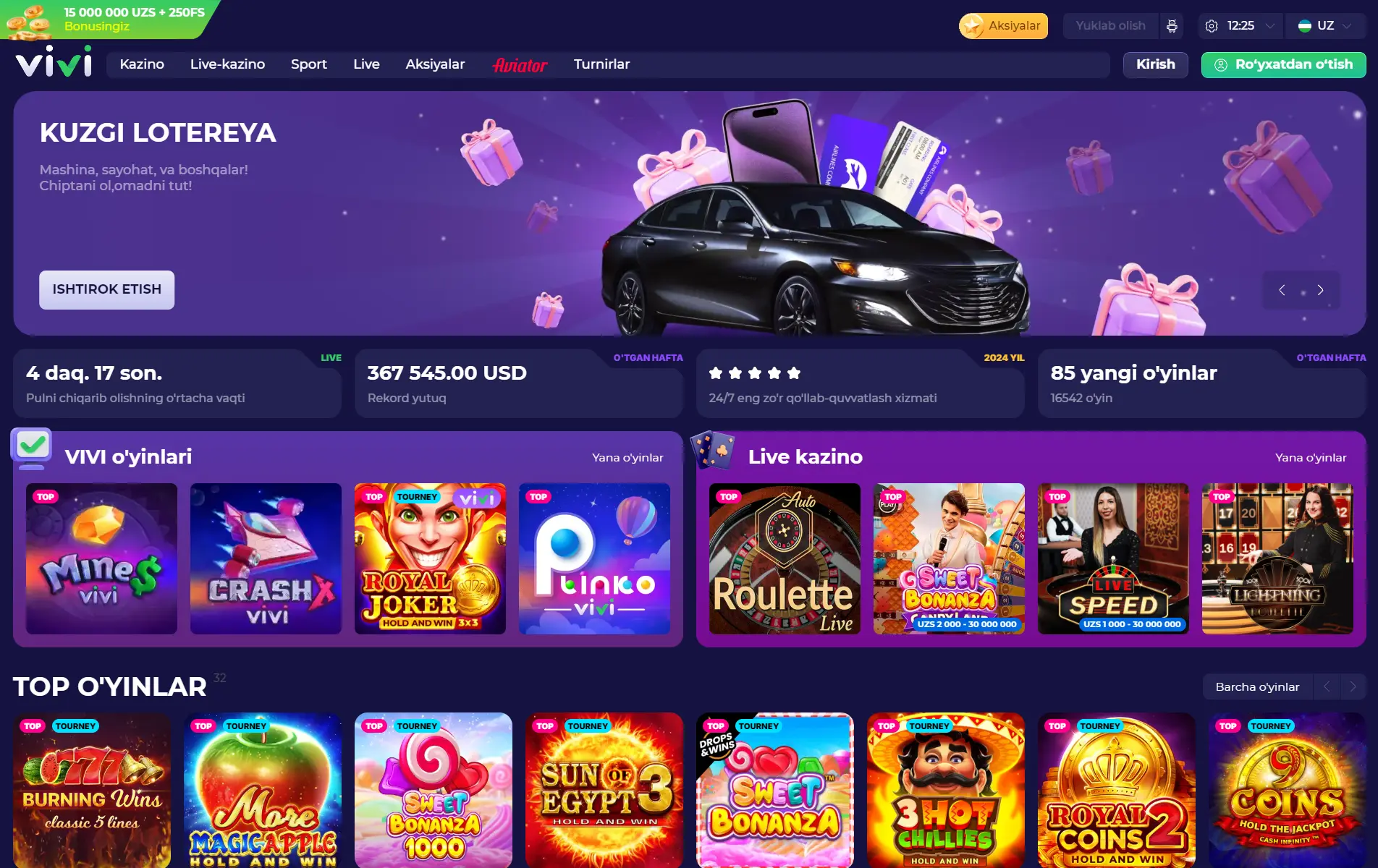Vivi casino avtomatlar, slotlar va sport stavkalari